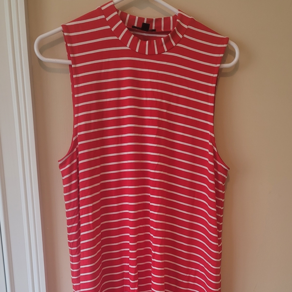 NWOT J Crew Red White Striped Sleeveless Tank Dress Size Medium